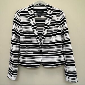 Ann Taylor Factory Black And White Striped Knit Stretch Blazer Size XS